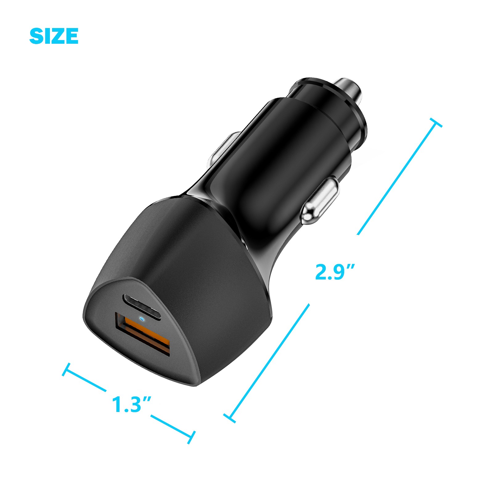 PD25W+QC18W Fast In Car Phone Charger