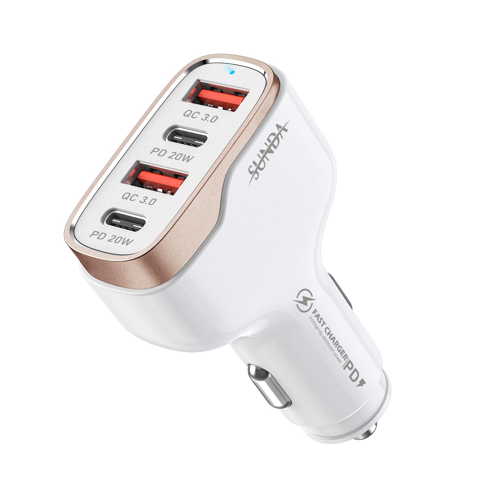 PD20W/QC18W + PD20W/QC18W Four Ports In Car Phone Charger