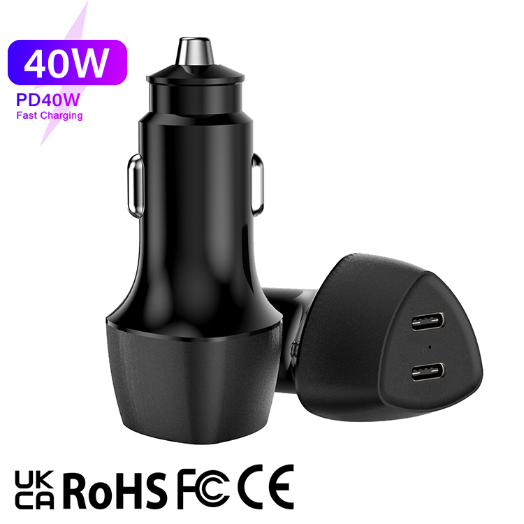 SUNDA USB C Fast Car Charger 40W Dual Ports PD/PPS&QC3.0, Cell Phone Automobile Chargers, for Ap