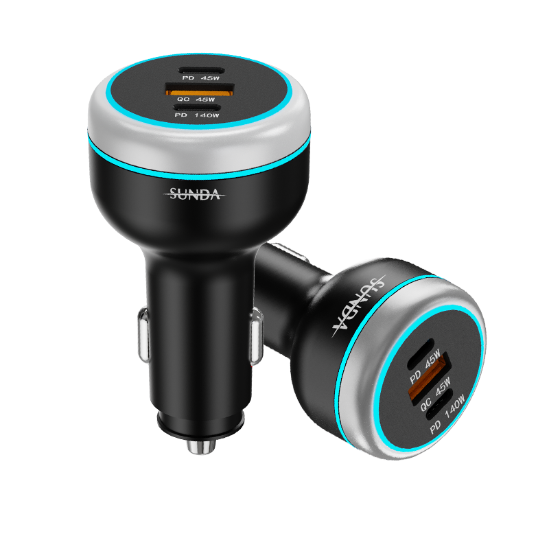 SUNDA 191W USB C Fast Car Charger, 3-Ports Car Charger Adapter, Dual Type C PD140W/PPS63W Compatible