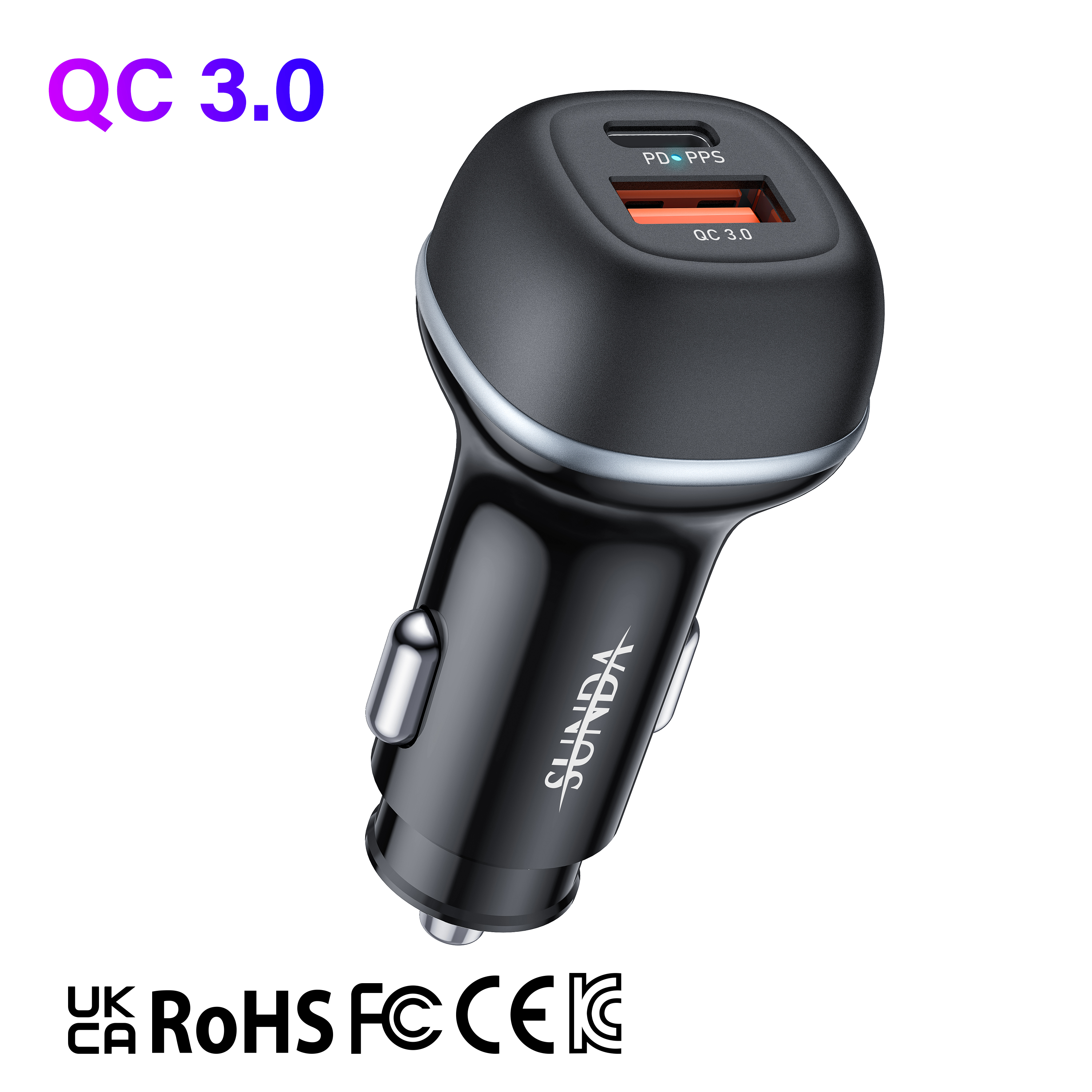 SUNDAREE USB C Car Charger, 90W Fast Car Charger Adapter+5ft Type C Cable for Samsung Galaxy, iPhone