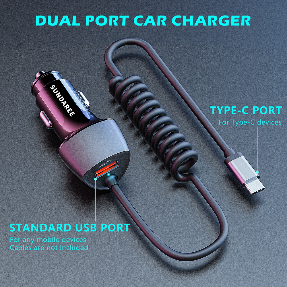 SUNDA Factory wholesale car phone charger 51w fast charging Usb Type-C Car Charger With Cable(图6) 1_看图王.jpg