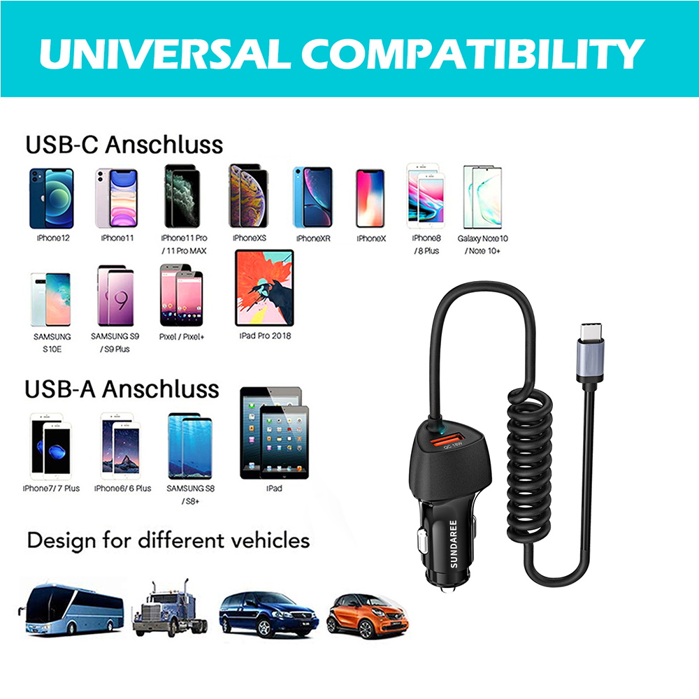 SUNDA Factory wholesale car phone charger 51w fast charging Usb Type-C Car Charger With Cable(图7) 2_看图王.jpg