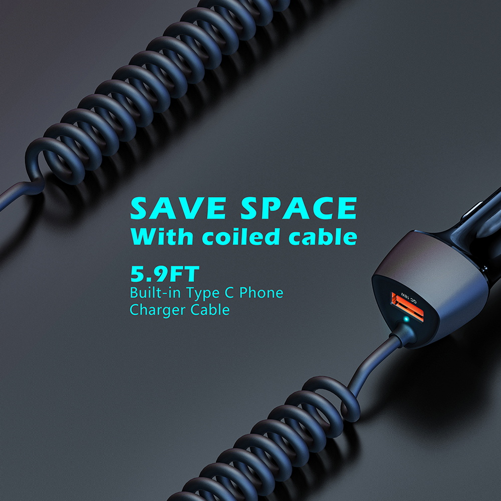SUNDA Factory wholesale car phone charger 51w fast charging Usb Type-C Car Charger With Cable(图4) 4_看图王.jpg