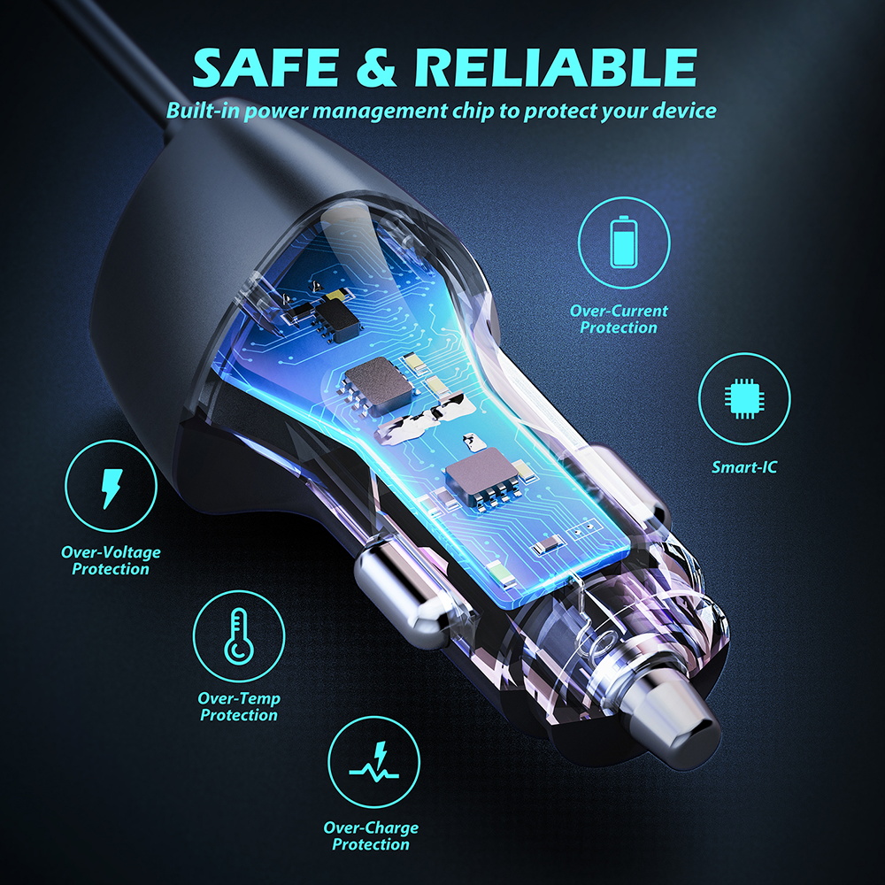 SUNDA Factory wholesale car phone charger 51w fast charging Usb Type-C Car Charger With Cable(图2) 6psd_看图王.jpg