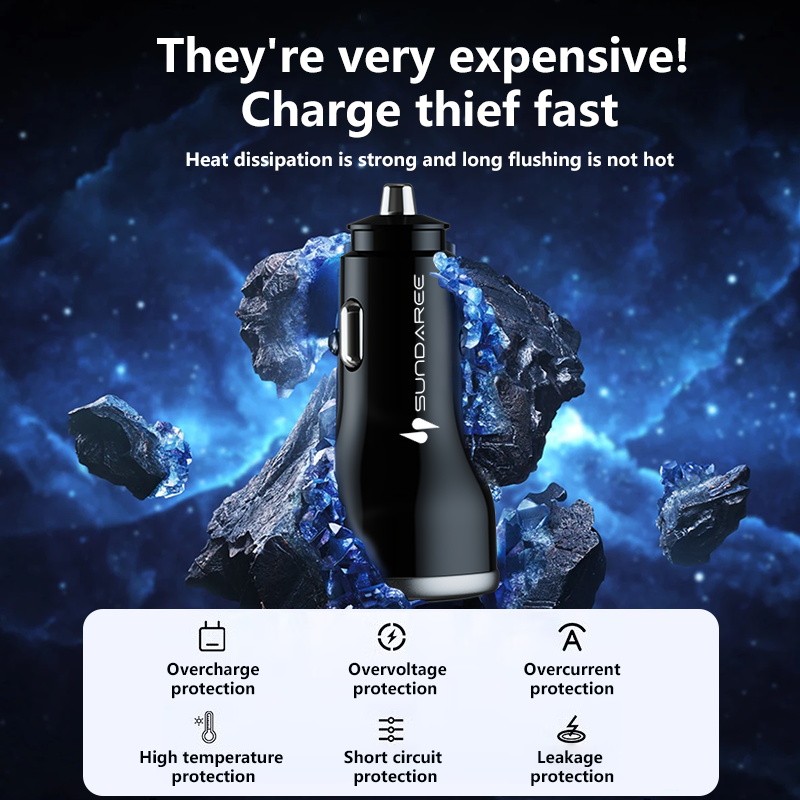 SUNDA 51W USB C Fast Car Charger,2-Ports Car Charger Adapter, Compatible with iPhone15/14 Pro/Max/iPhone13/Galaxy/SamsungS23, Dual USB-A 18W QC3.0 for Android(图3) 主4_看图王.jpg