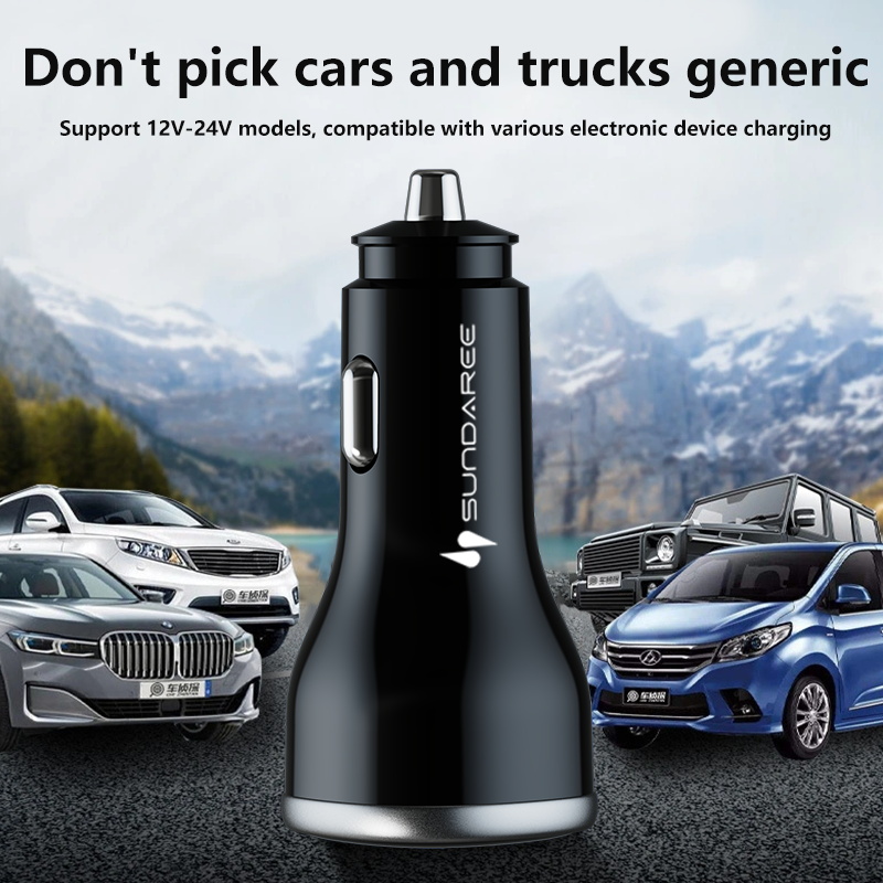 SUNDA 51W USB C Fast Car Charger,2-Ports Car Charger Adapter, Compatible with iPhone15/14 Pro/Max/iPhone13/Galaxy/SamsungS23, Dual USB-A 18W QC3.0 for Android(图2) 主5_看图王.jpg