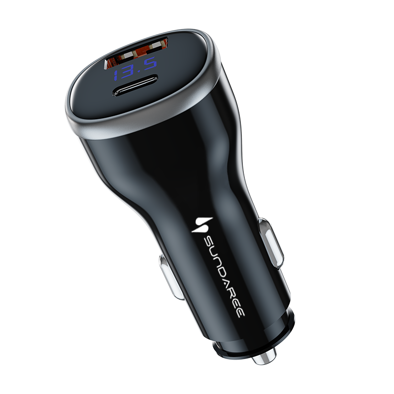 SUNDA 51W USB C Fast Car Charger,2-Ports Car Charger Adapter,  Compatible with iPhone,Galaxy/Samsung