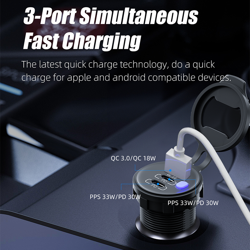 Motorcycle USB Quick Charge 3.0 Type-c PD Dual USB Port Kit(图5) 1.png