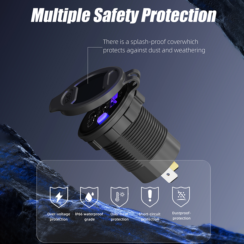 Motorcycle USB Quick Charge 3.0 Type-c PD Dual USB Port Kit(图3) 5.png