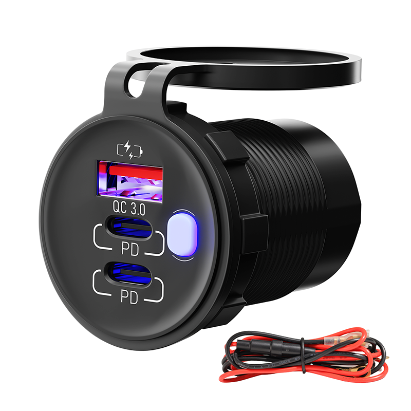 Motorcycle USB Quick Charge 3.0 Type-c PD Dual USB Port Kit(图1) 9.png