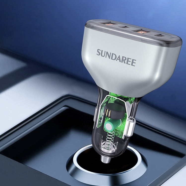 SUNDA 120W USB C Fast Car Charger, 4-Ports Car Charger Adapter, Dual Type C PD60W/PPS60W Compatible with iPhone/Galaxy/Samsung and more(图4) CC68-4.jpg