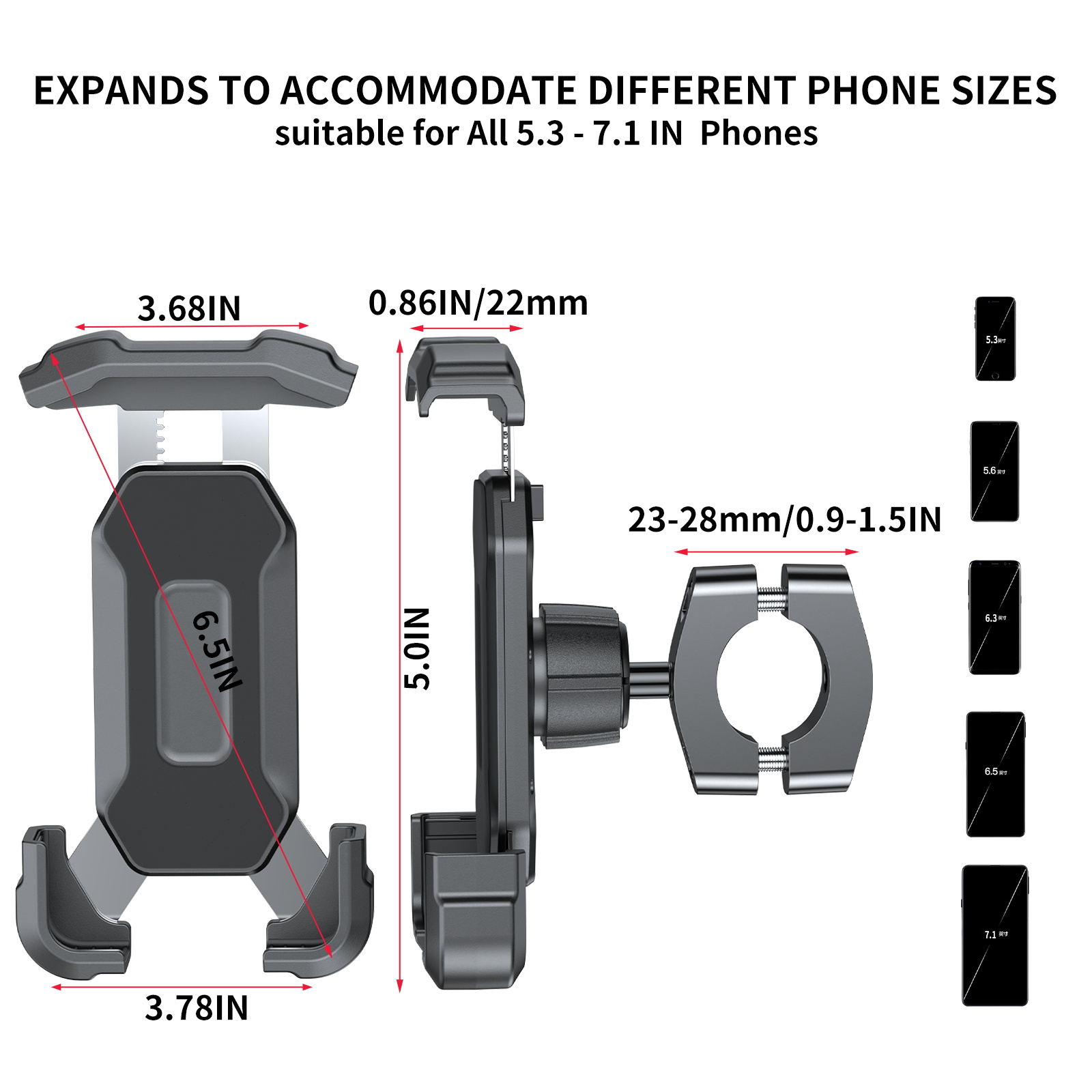 SUNDAREE Motorcycle Phone Waterproof Bag with Aluminum Mirror Mount HolderClamp, 360° Rotating Motorcycle Phone Holder for iPhone 15 Pro Max/Plus, 14 ProMax, and More 4.7" to 6.8"Smartphones(图8) 6.jpg