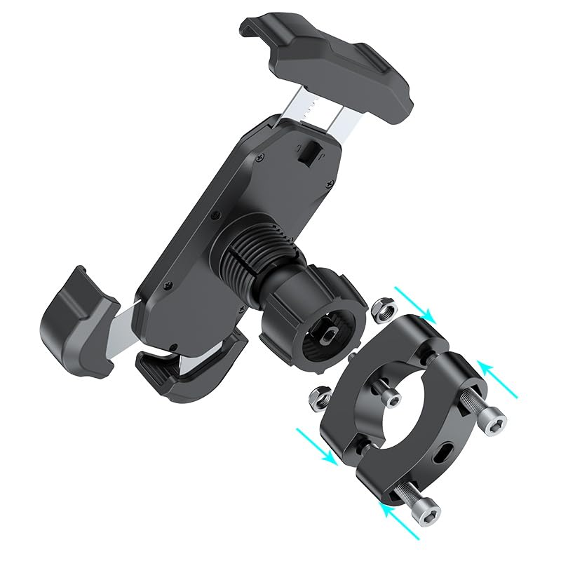 SUNDAREE Motorcycle Phone Waterproof Bag with Aluminum Mirror Mount HolderClamp, 360° Rotating Motorcycle Phone Holder for iPhone 15 Pro Max/Plus, 14 ProMax, and More 4.7" to 6.8"Smartphones(图5) 8.jpg