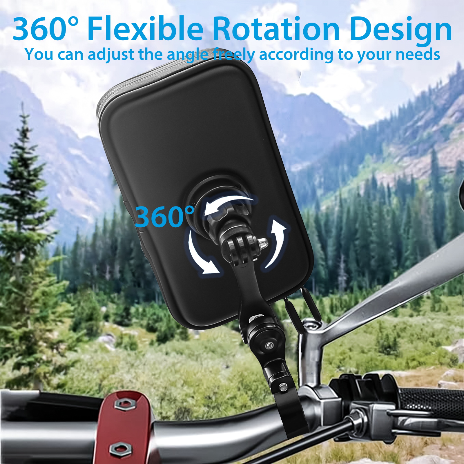 SUNDAREE Motorcycle Phone Waterproof Bag with Aluminum Handlebar MountingClip, 360° Rotating Phone Holder Mountable GOPRO, Motorcycle phone Bag for iphoneand More 4.7" to 6.8"$martphones(图2) 主2_看图王.jpg