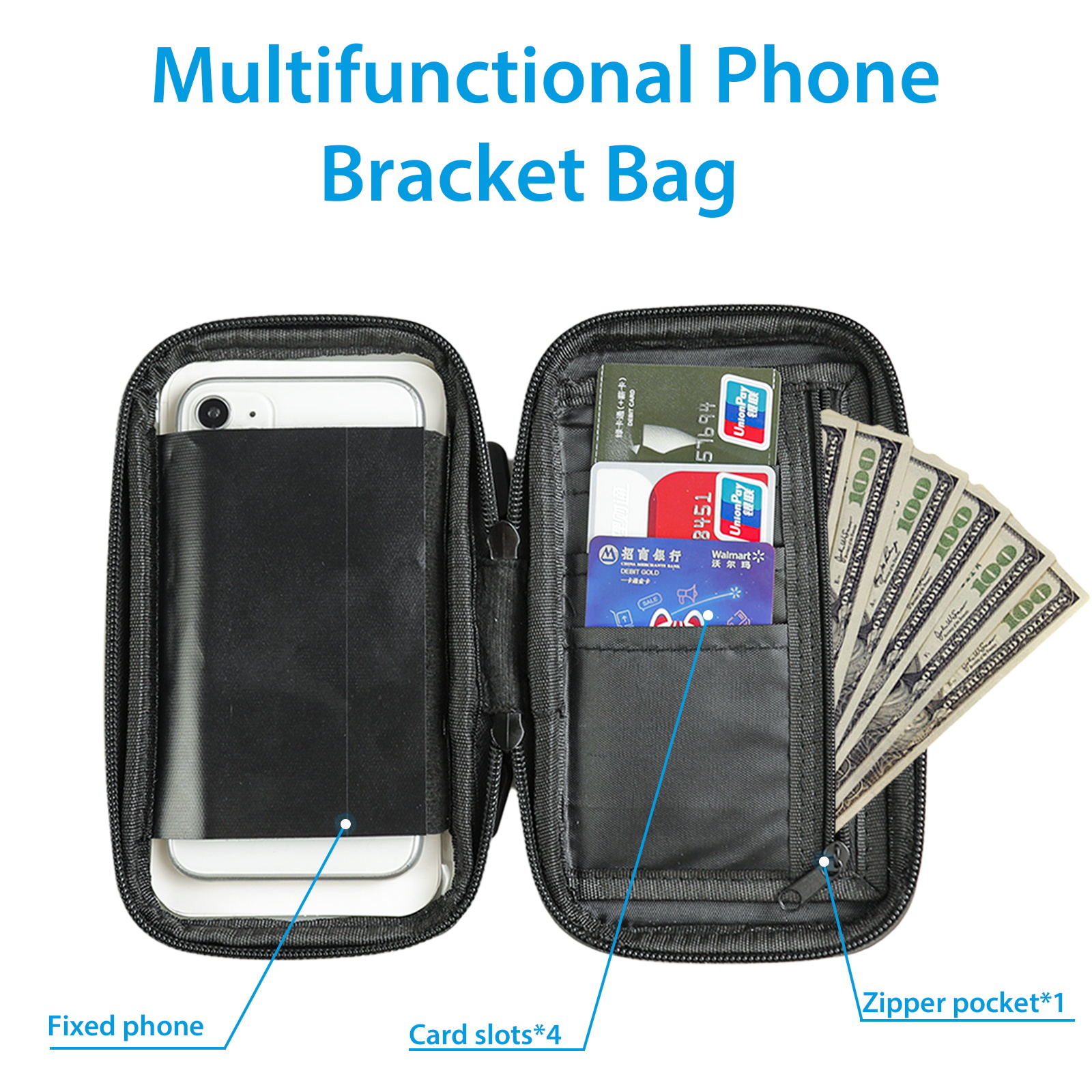 SUNDAREE Motorcycle Phone Waterproof Bag with Aluminum Handlebar MountingClip, 360° Rotating Phone Holder Mountable GOPRO, Motorcycle phone Bag for iphoneand More 4.7" to 6.8"$martphones(图5) 主5_看图王.jpg