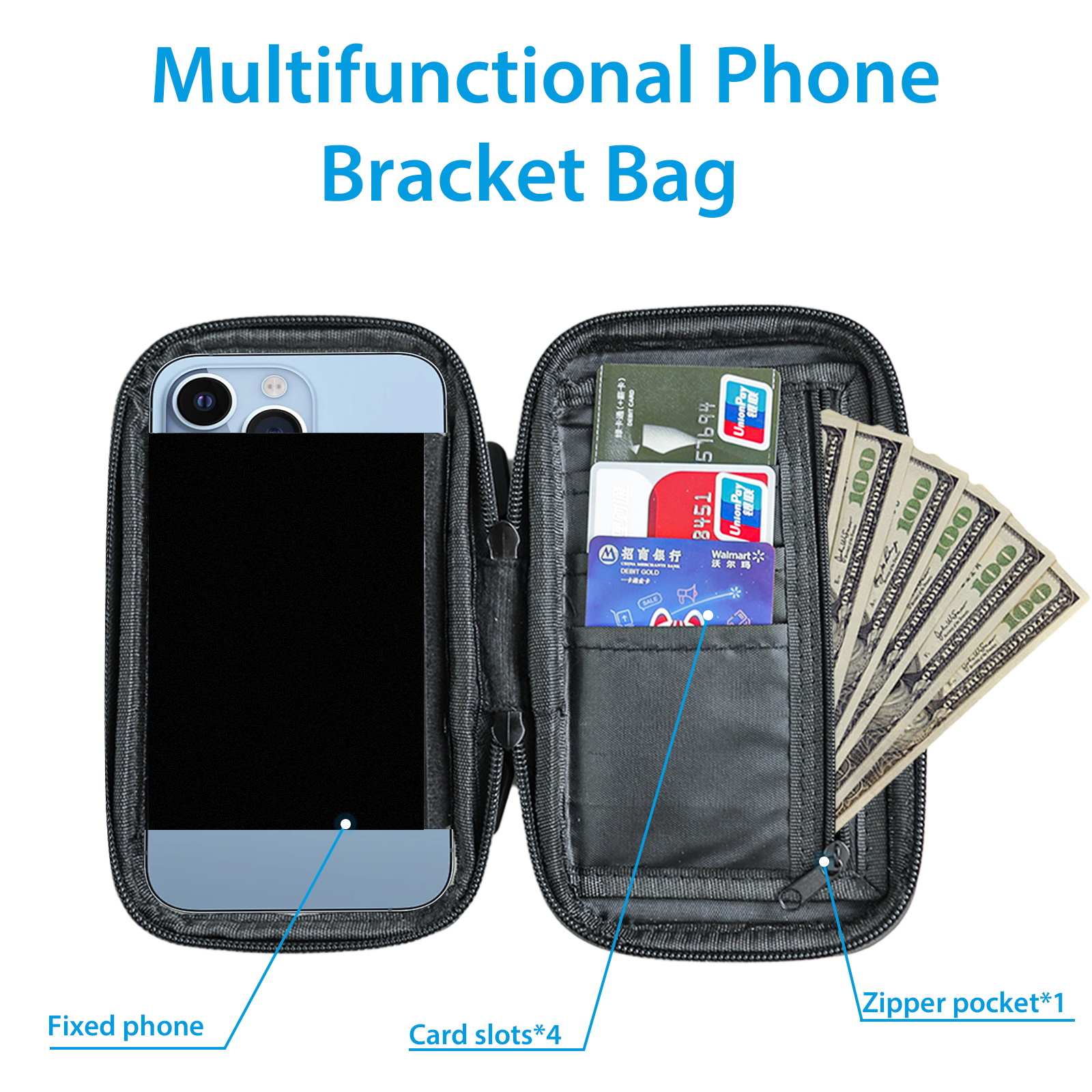 SUNDAREE Motorcycle Phone Waterproof Bag with Aluminum Mirror Mount Holder Clamp, 360° Rotating Motorcycle Phone Holder for iPhone 15 Pro Max/Plus more(图4) 主3_看图王.jpg