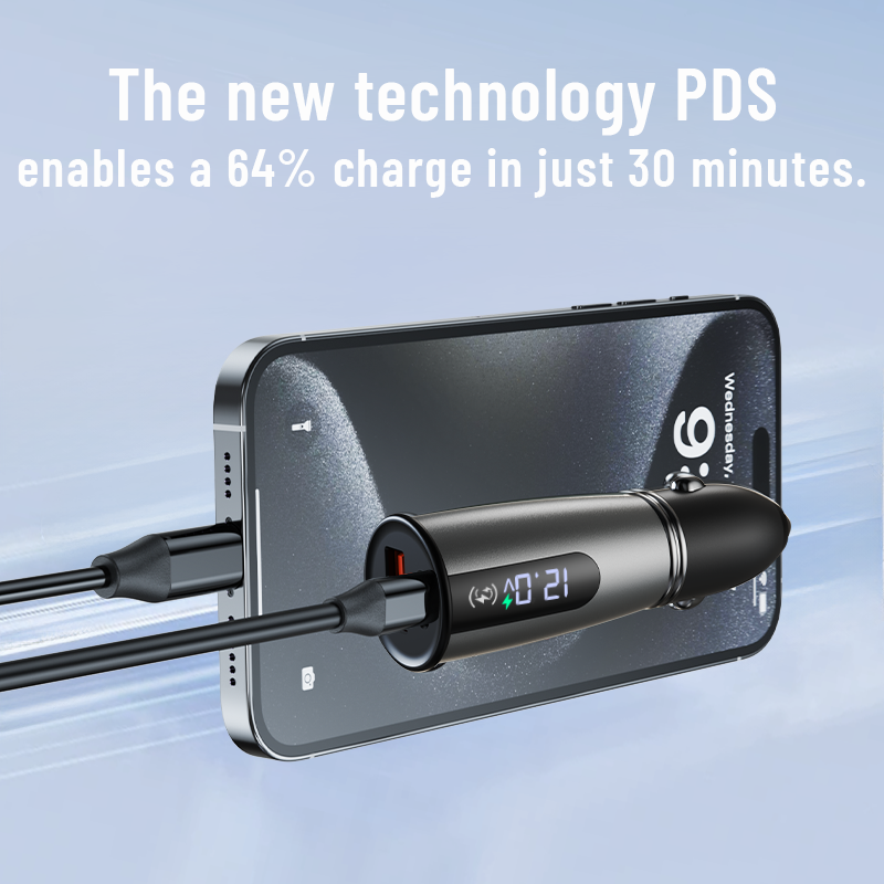 SUNDAREE 51W Fast Charging QC3.0 Car Charger For iPhone 17 Pro Max/Air/16/15/iPad, Samsung S25 Android Cell Phone(图3) dual port car charger .png