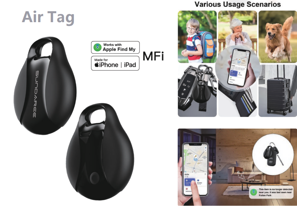 Smart Bluetooth Tracker, Item Finder Works with Apple Find My (iOS Only) App