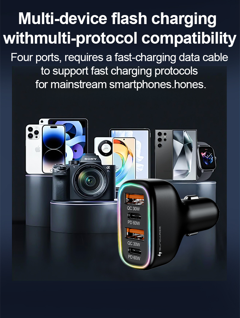 120W Car Charger Type C Car Phone Charger, Cigarette Lighter Adapter,Quick Charge Fast Charging for iPhone 17 Pro USB C Car Charger for iPhone 16 16e 15 17 Air Pro Max, Samsung(图3) 详情页_05.jpg