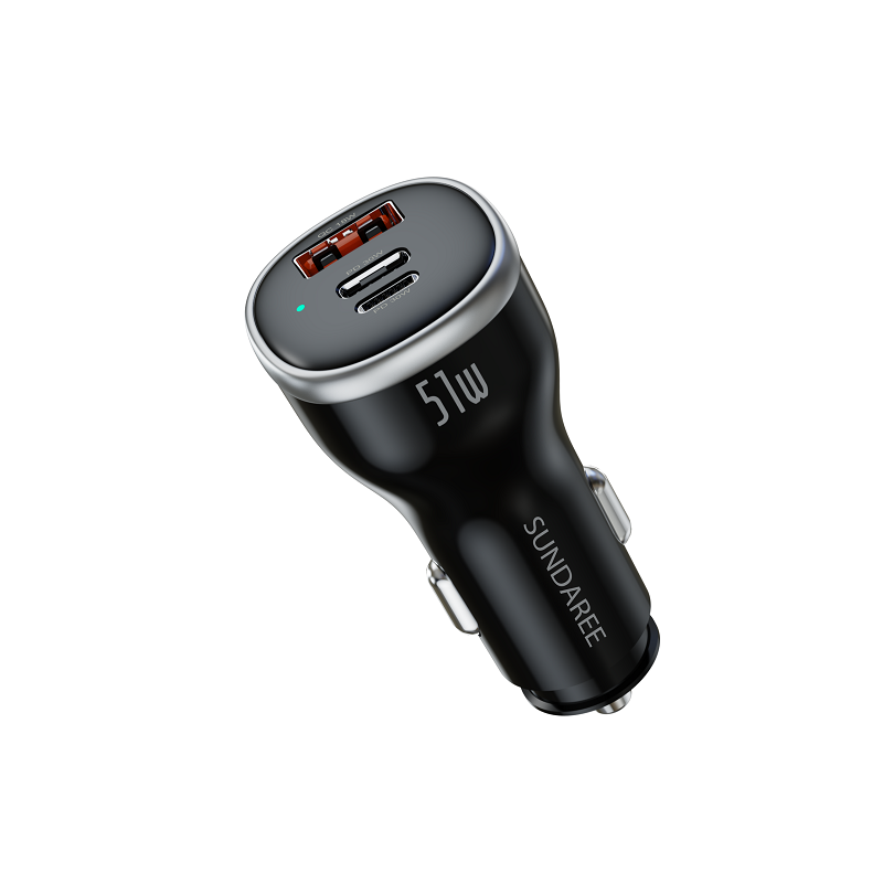 USB C Car Charger, 3-Port Fast Charging Adapter Universal 51W fast Charging Cigarette Lighter for iP