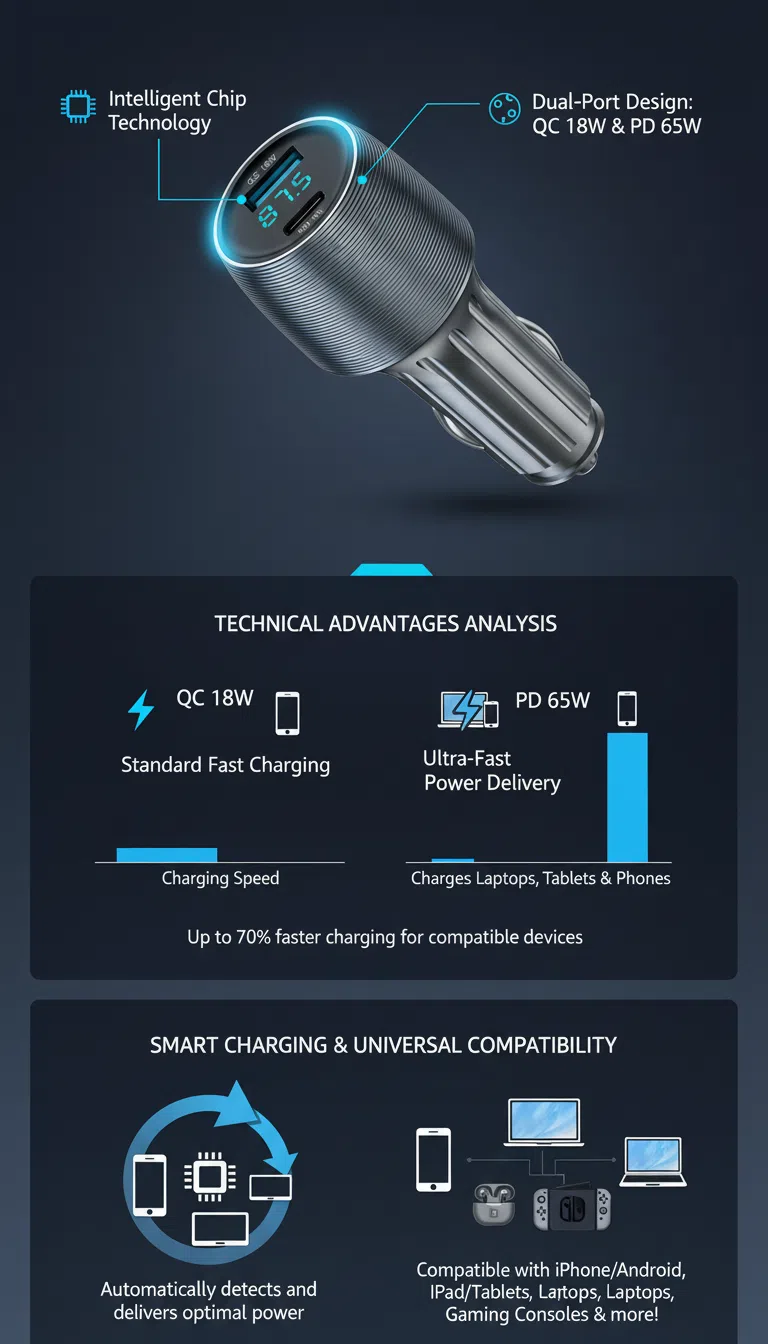 Charger Aluminum Alloy Digital USB C Car Charger Adapter Fast Charge, 83W Metal Cigarette Lighter USB Charger for iPhone 15 Smallest Flush Car Charger USB C for iPhone 14 Pro Max 13 12 Galaxy S23/22 (图3) 23d558512306e4412f36ad577f79c80.png